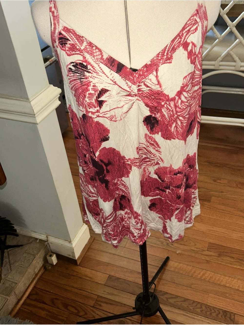 Karen Kane White Tank Top with Pink Floral Print